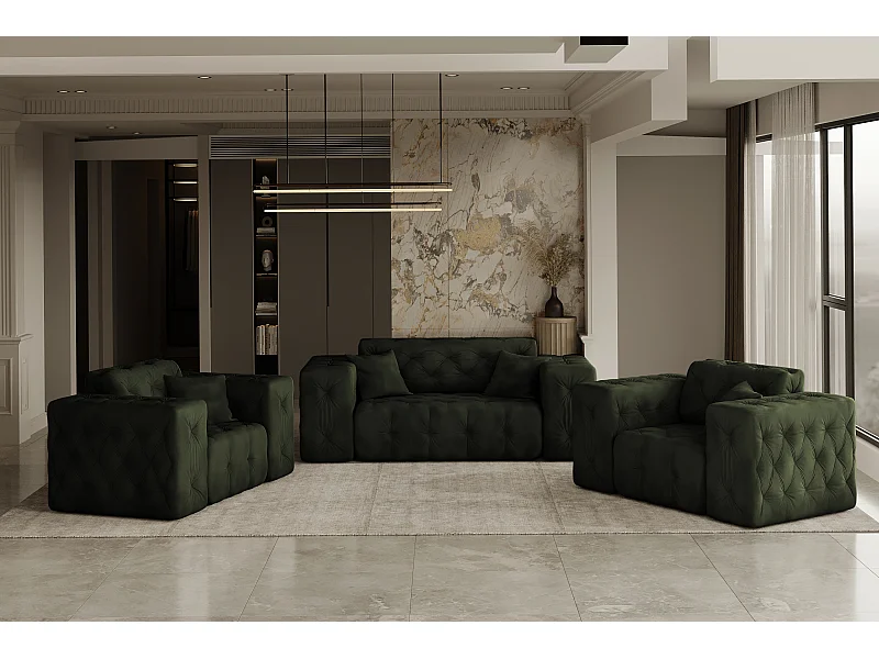 Set 2+1+1 LUX, stof Whisper, groen