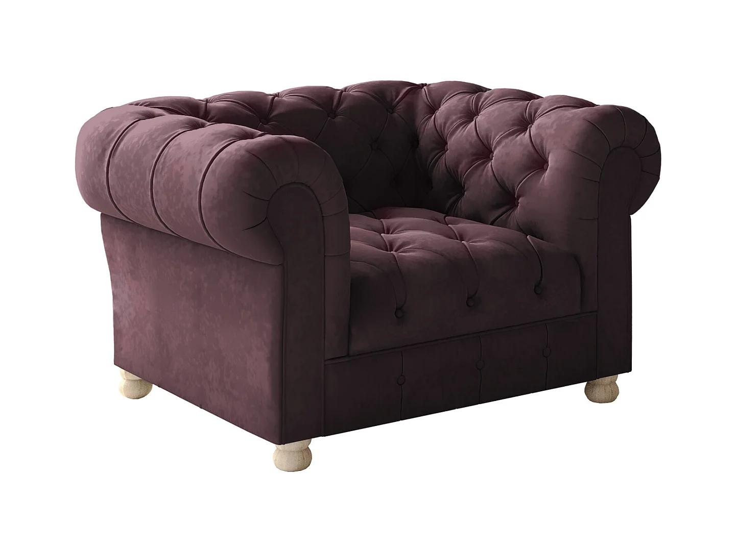 CHESTERFIELD fauteuil, Whisper stof, rode wijn