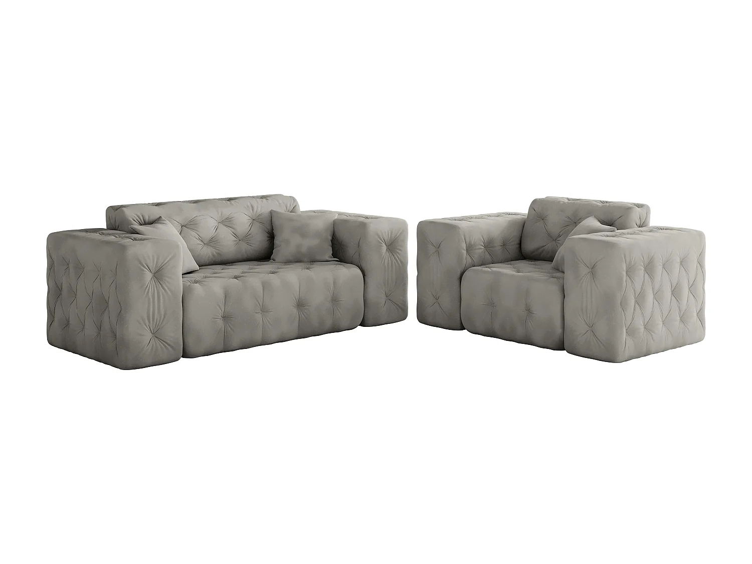 Set 2+1 LUX, stof Whisper, zilver