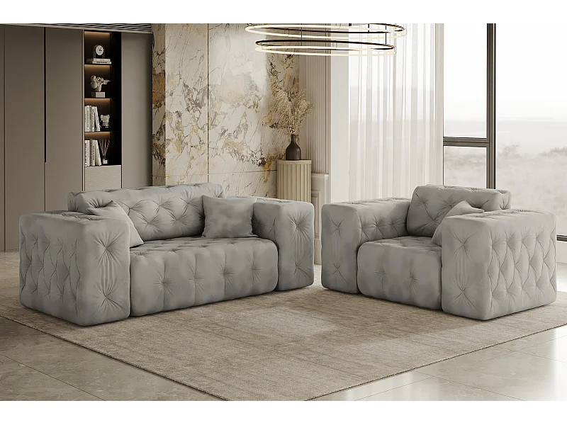 Set 2+1 LUX, stof Whisper, zilver