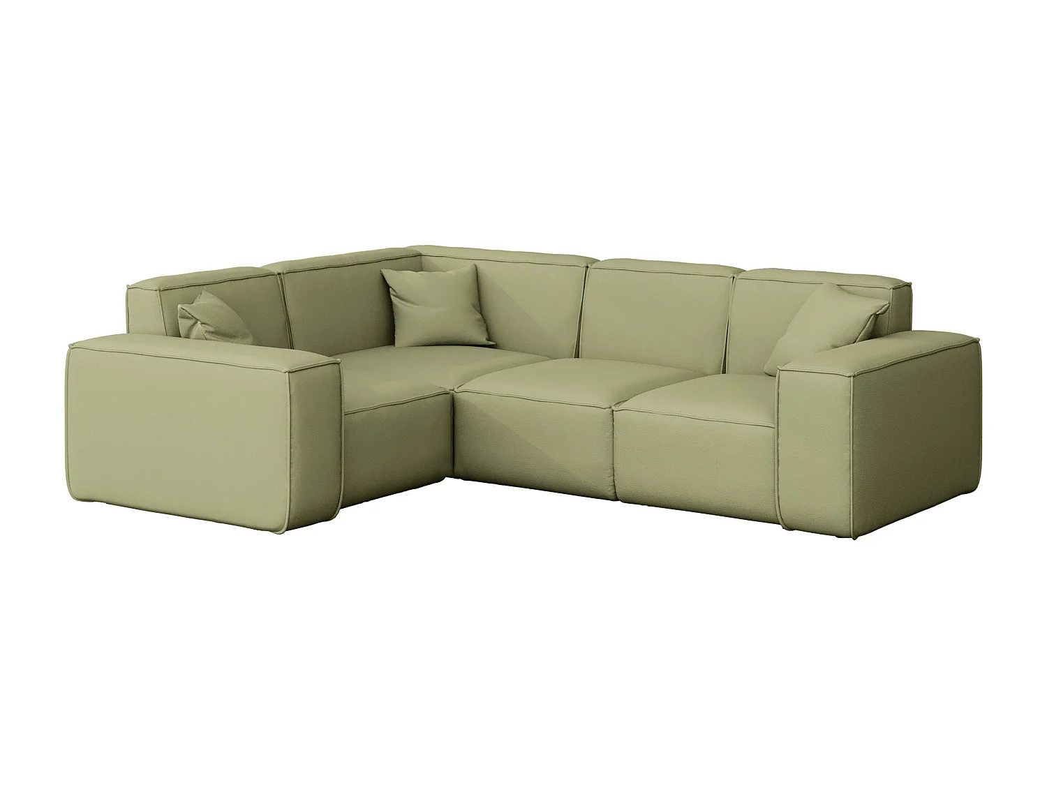 Salon de jardin canapé d'angle MALIBU, tissu ODYSSEY, vert clair, gauche