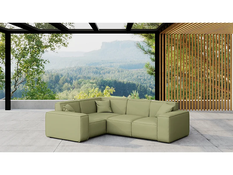 Gartenmöbel Ecksofa MALIBU, Stoff ODYSSEY, Hellgrün, Links