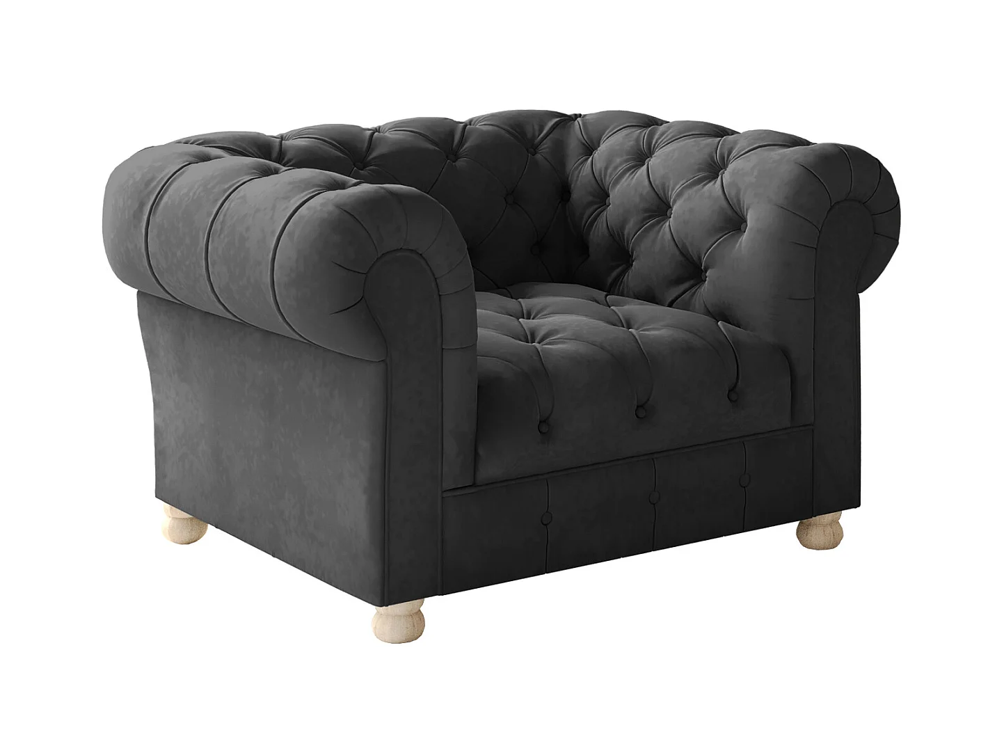 CHESTERFIELD fauteuil, Whisper stof, grafiet