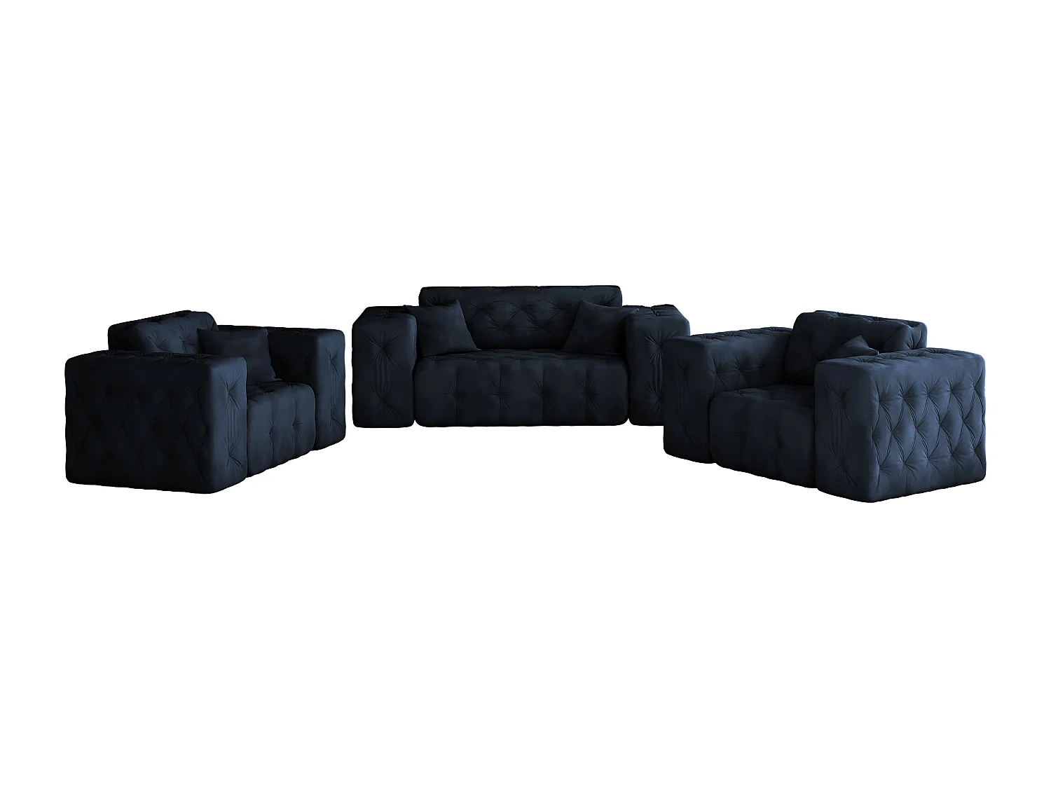 Set 2+1+1 LUX, stof Whisper, blauw