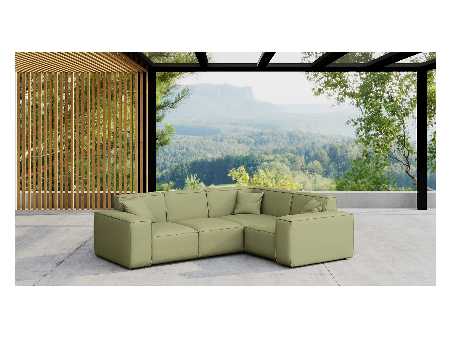 Tuinmeubel hoekbank MALIBU, stof ODYSSEY, lichtgroen, rechts