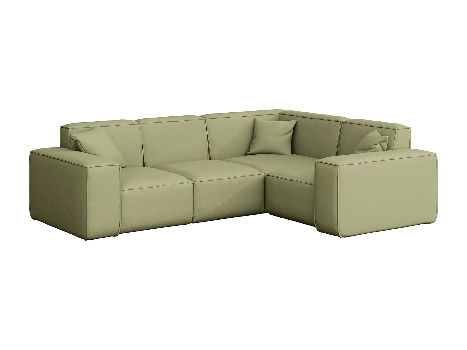 Salon de jardin canapé d'angle MALIBU, tissu ODYSSEY, vert clair, droit