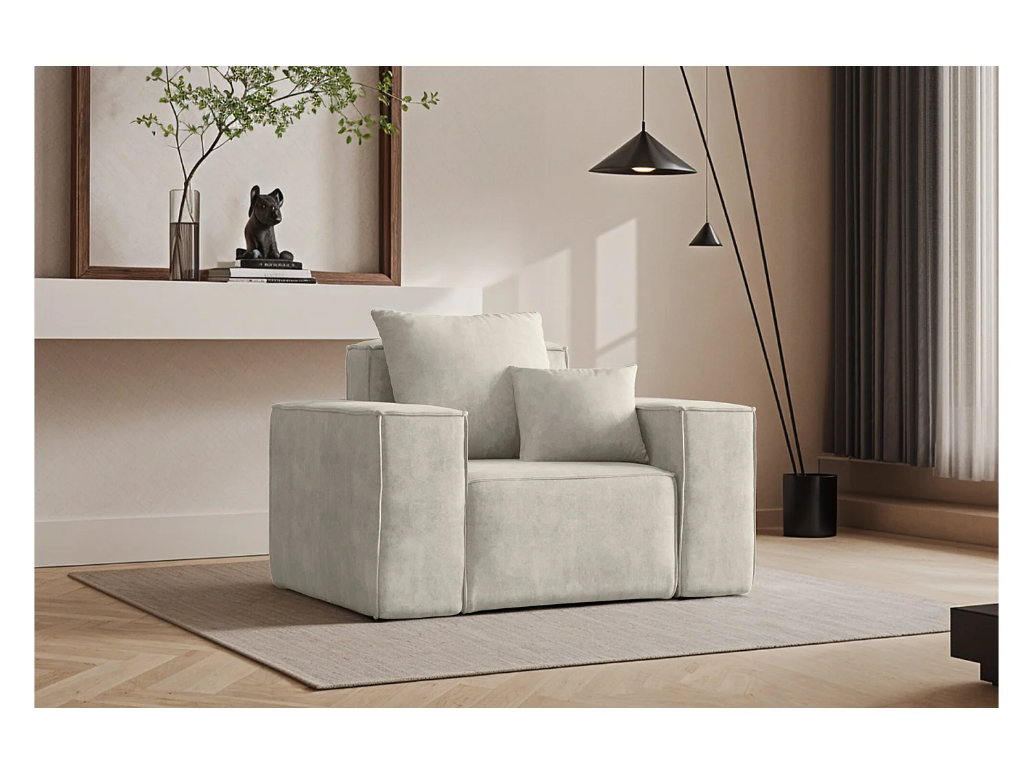 Sessel ELLA, Stoff Noel, Hellgrau