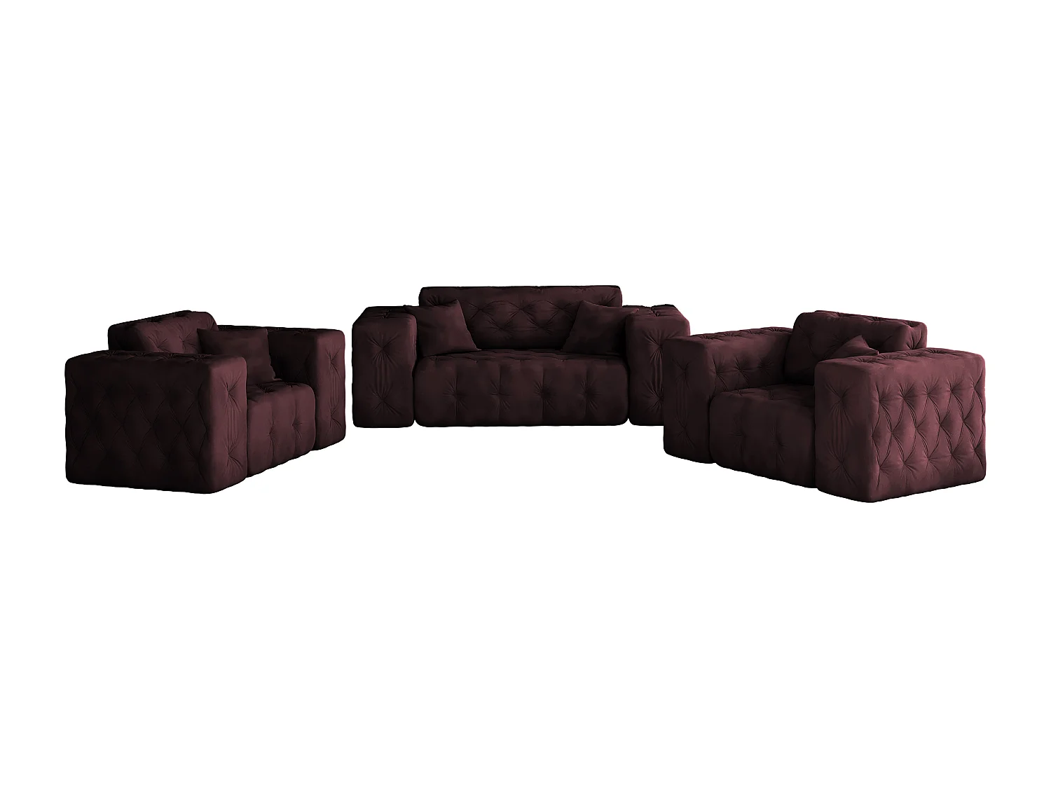 Set 2+1+1 LUX, stof Whisper, rode wijn