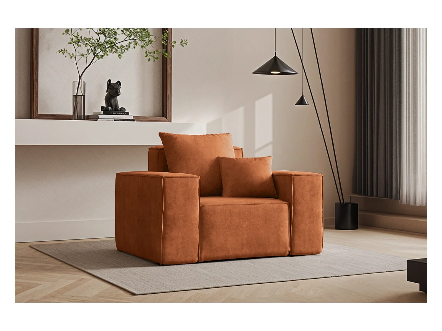 Fauteuil ELLA, tissu Noel, orange