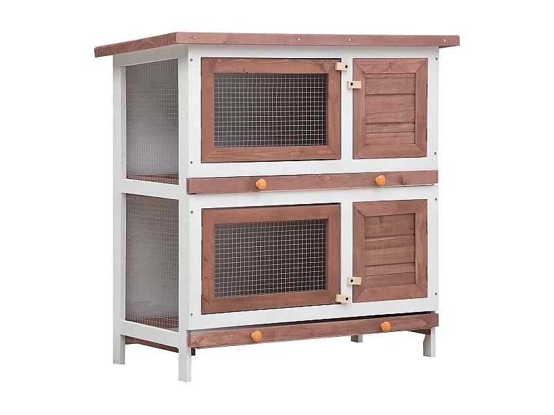 Trinity  Clapier d'extérieur 4 portes Marron Bois