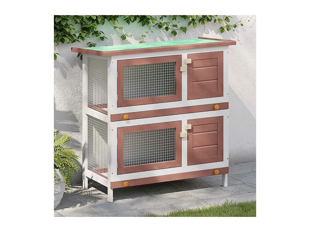 Trinity  Clapier d'extérieur 4 portes Marron Bois