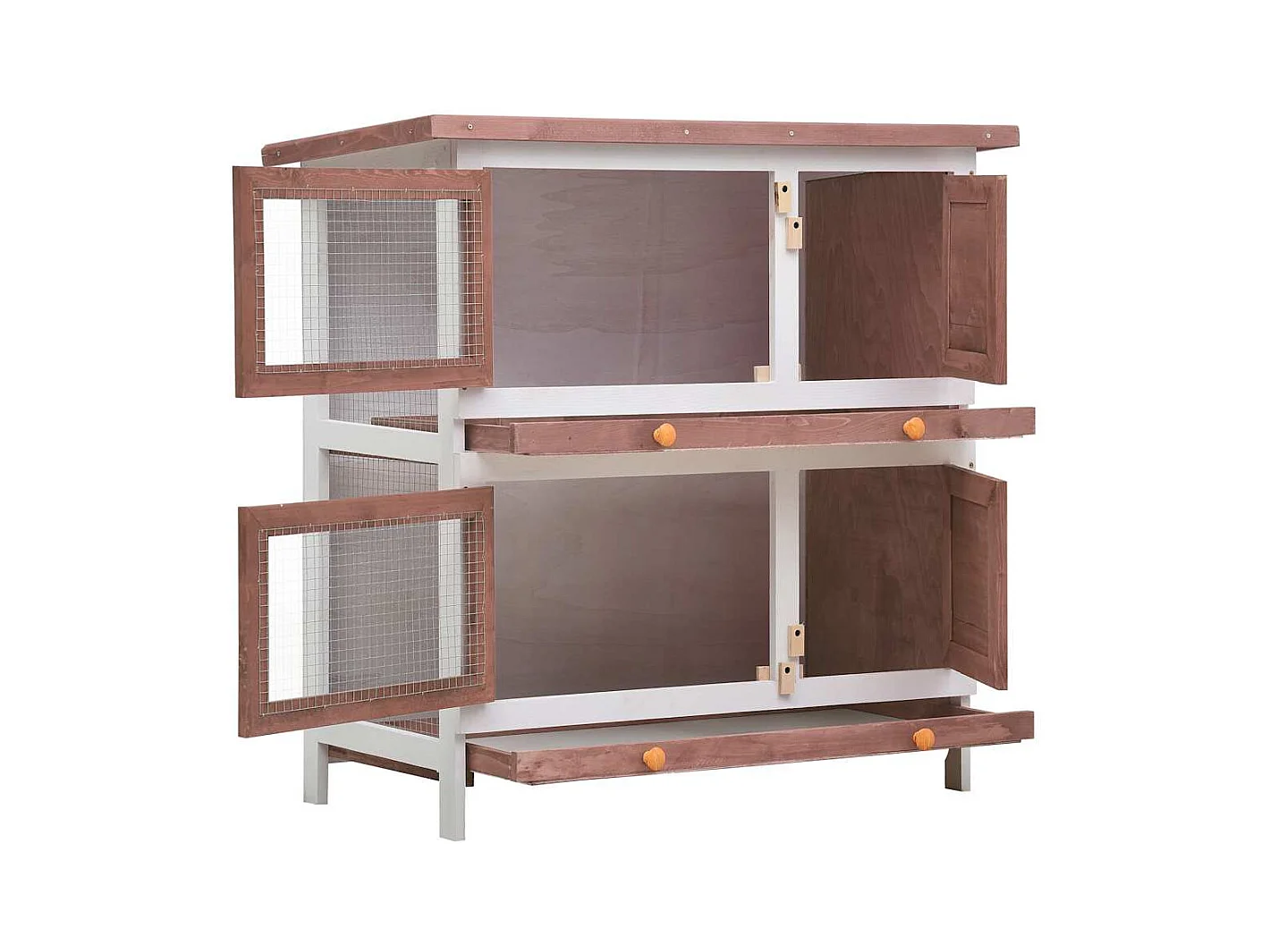 Trinity  Clapier d'extérieur 4 portes Marron Bois