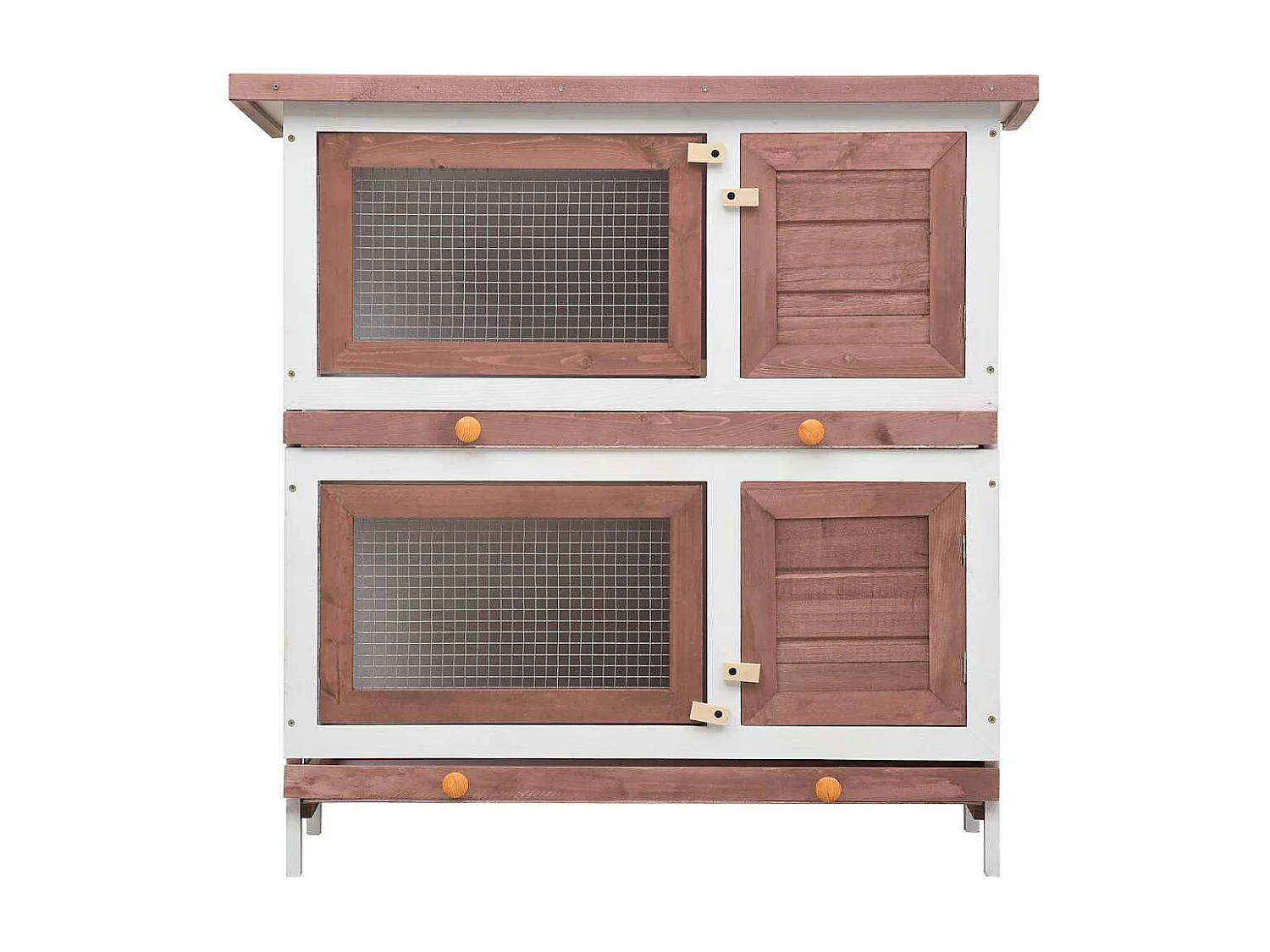 Trinity  Konijnenhok voor buiten met 4 deuren hout bruin