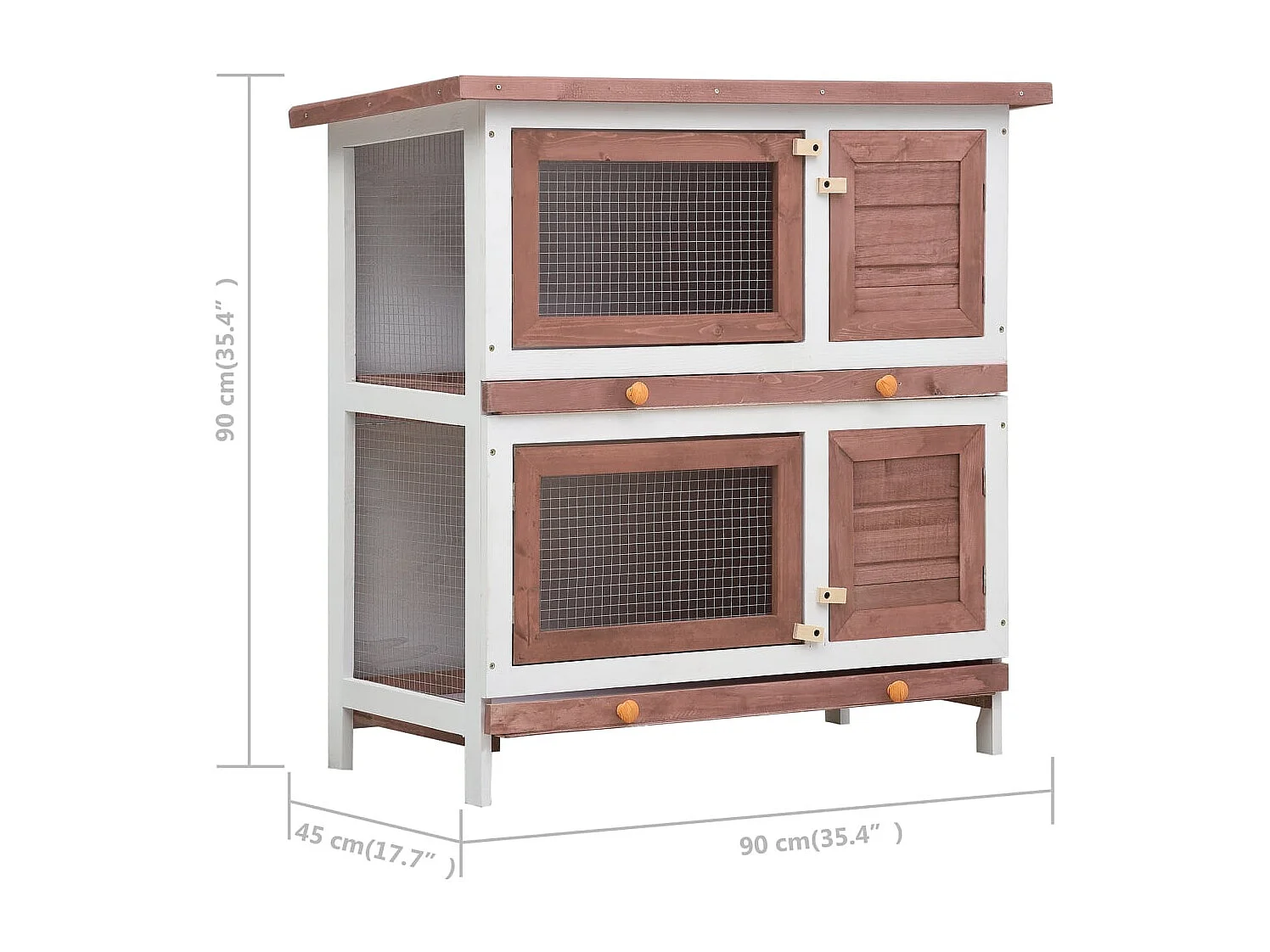 Trinity  Konijnenhok voor buiten met 4 deuren hout bruin