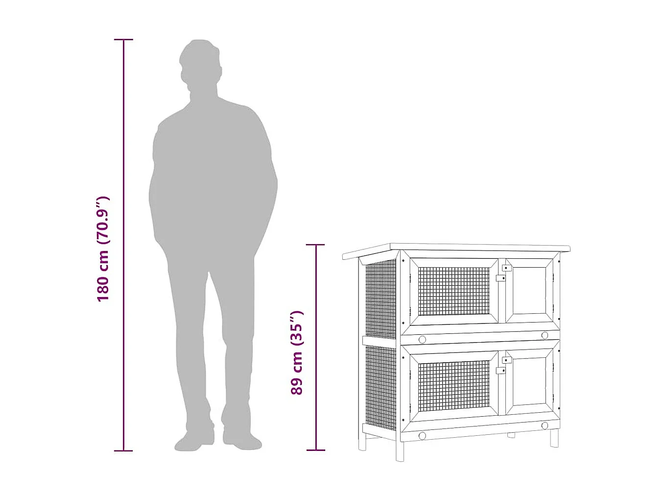 Trinity  Konijnenhok voor buiten met 4 deuren hout bruin