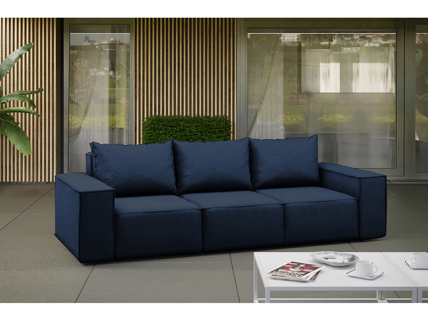 Tuinmeubelbank driezits SONNE, stof ARTICLE, marineblauw