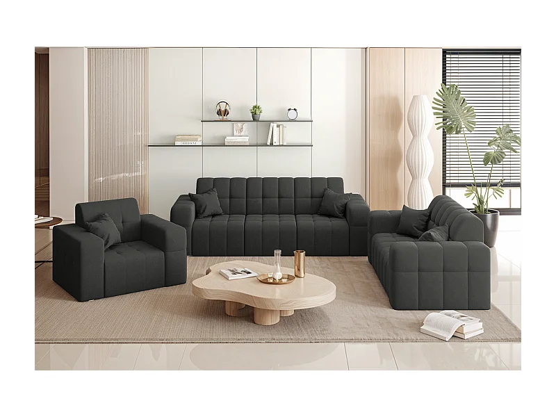 Set 3+2+1 NIMES, Stoff Portland, Schwarz