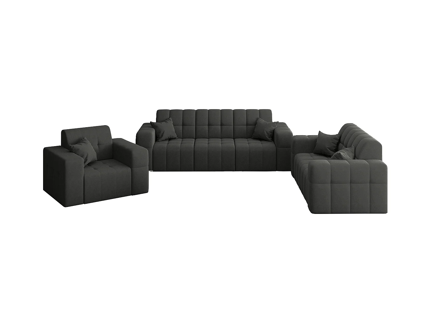 Set 3+2+1 NIMES, Stoff Portland, Schwarz