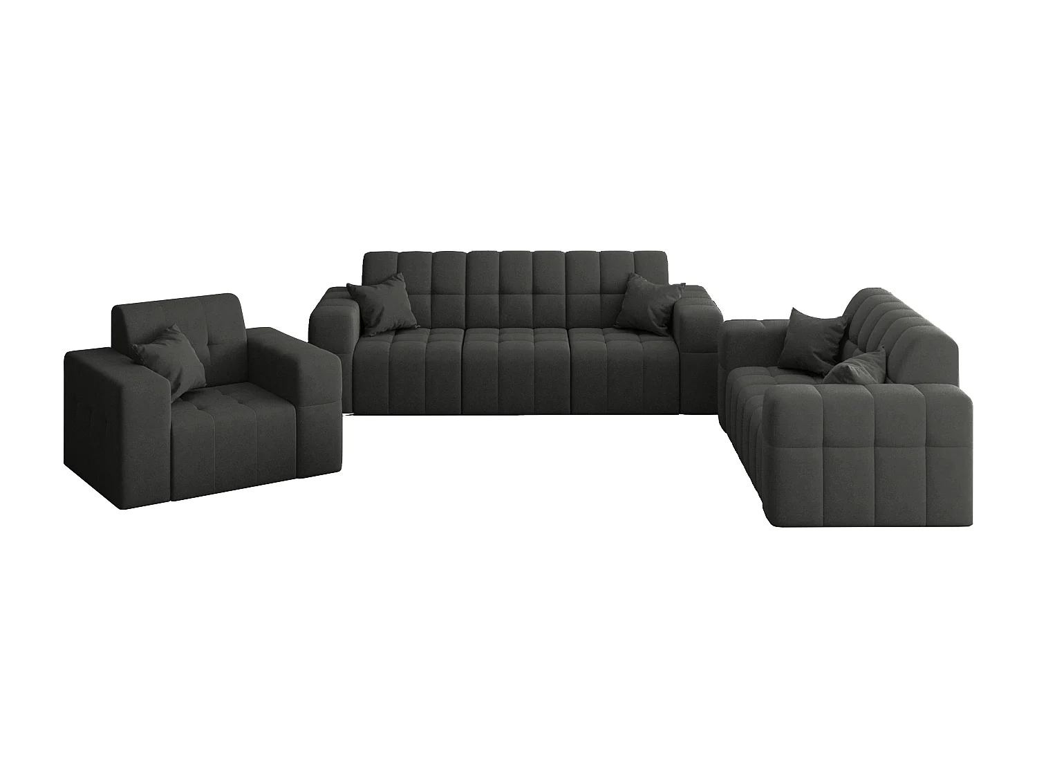 Set 3+2+1 NIMES, stof Portland, zwart