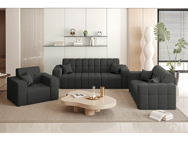 Set 3+2+1 NIMES, Stoff Portland, Schwarz