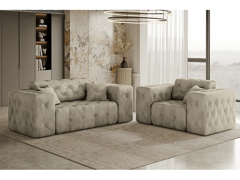 Set 2+1 LUX, Stoff Whisper, Creme