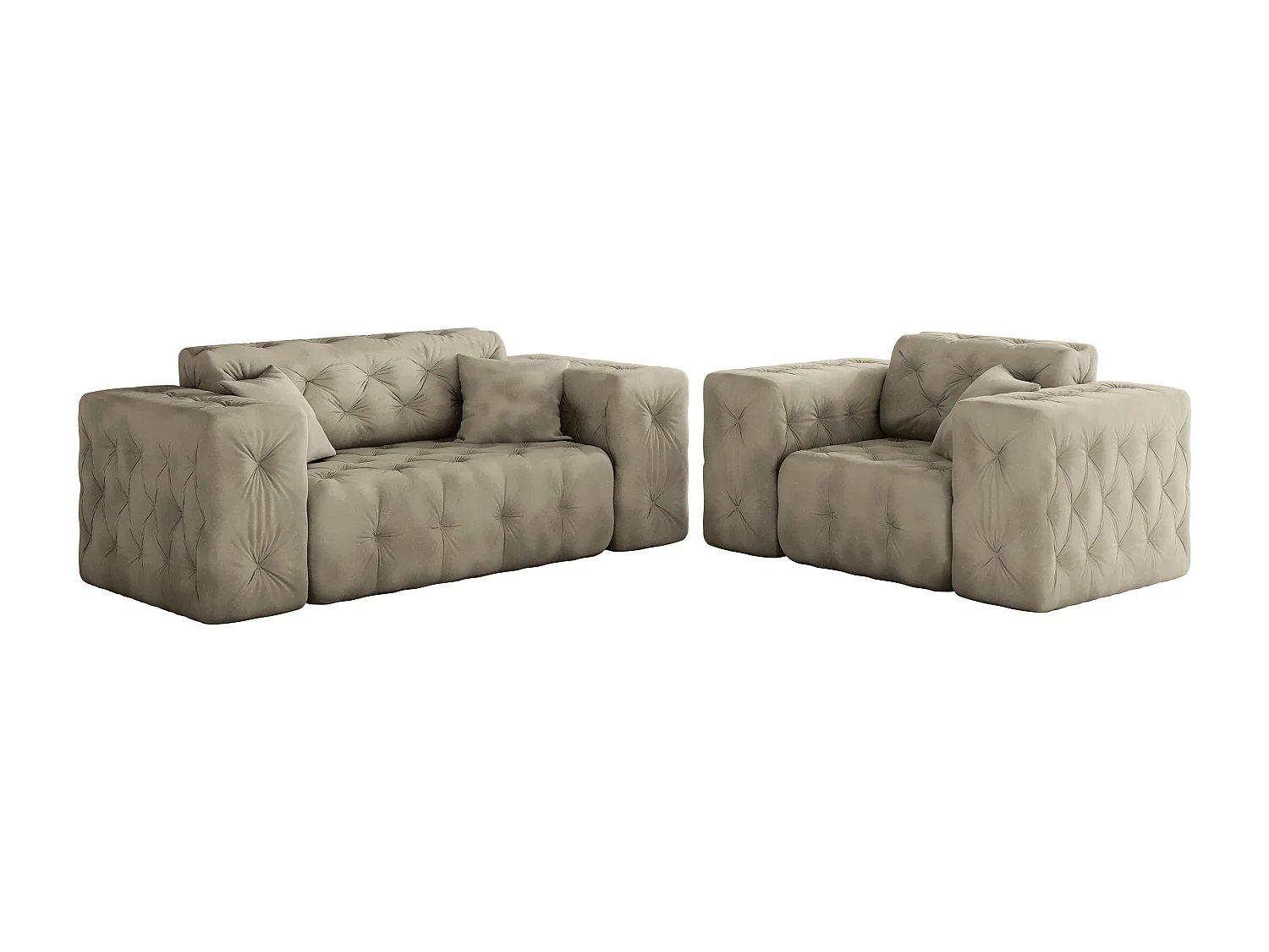 Set 2+1 LUX, stof Whisper, crème