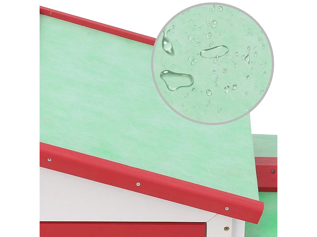 Thrandar  Clapier large d'extérieur Rouge et blanc 145x45x84 cm Bois