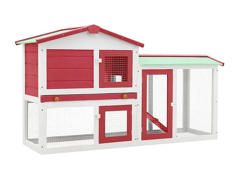 Thrandar  Clapier large d'extérieur Rouge et blanc 145x45x84 cm Bois