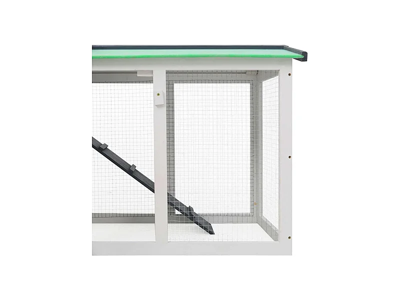 Thrandar  Clapier large d'extérieur Gris et blanc 145x45x84 cm Bois