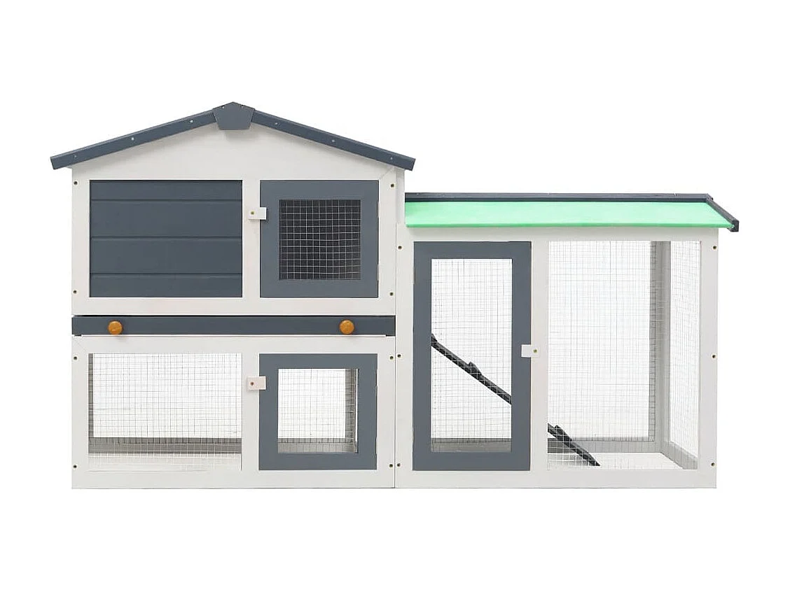 Thrandar  Clapier large d'extérieur Gris et blanc 145x45x84 cm Bois