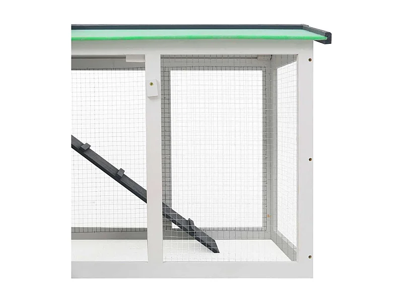 Thrandar  Clapier large d'extérieur Gris et blanc 145x45x84 cm Bois