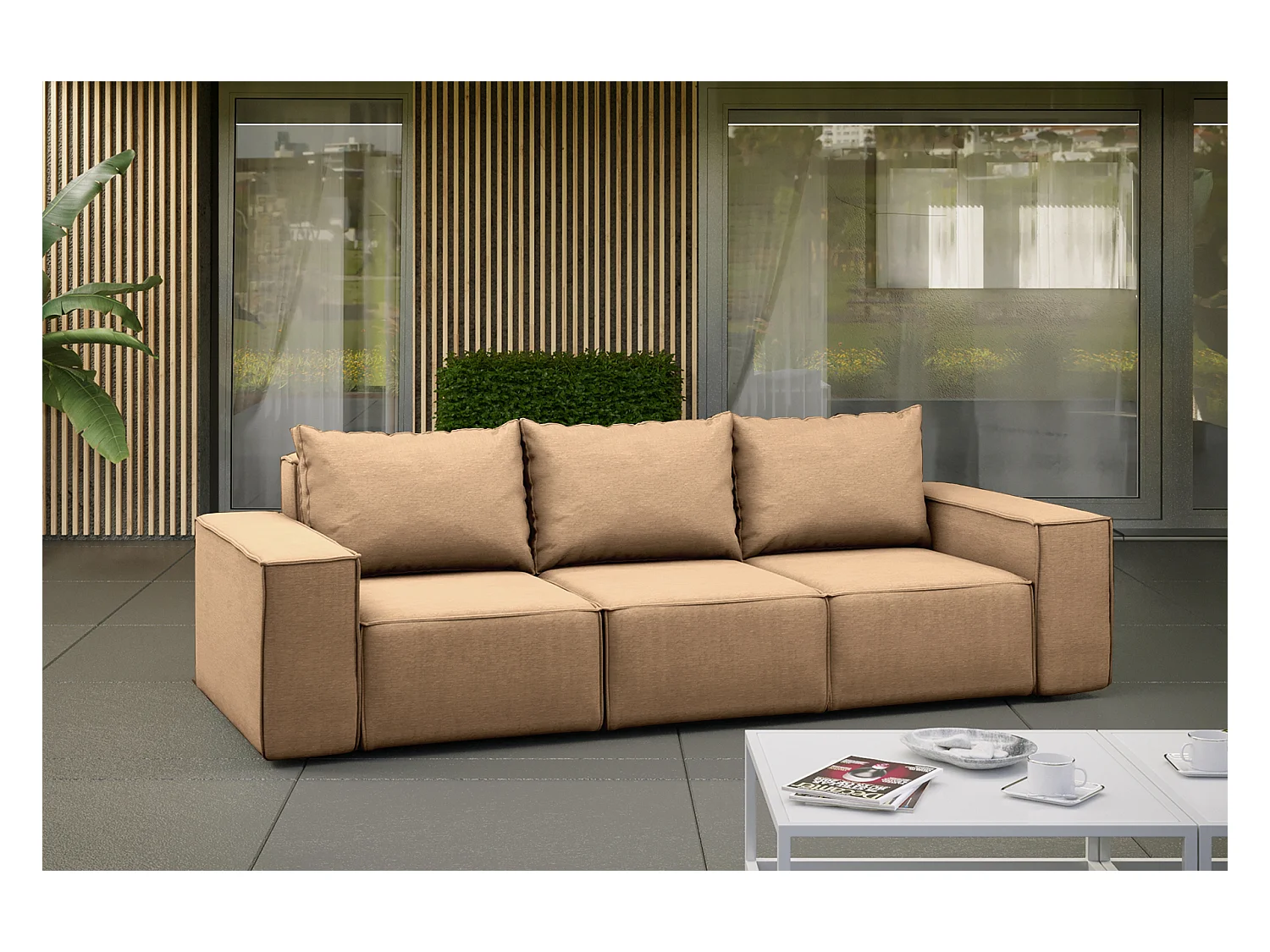 Tuinmeubelbank driezits SONNE, stof ARTICLE, cappuccino