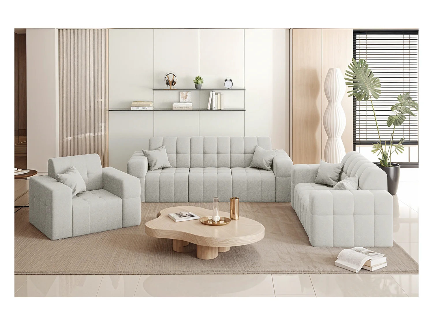 Set 3+2+1 NIMES, Stoff Portland, Weiss