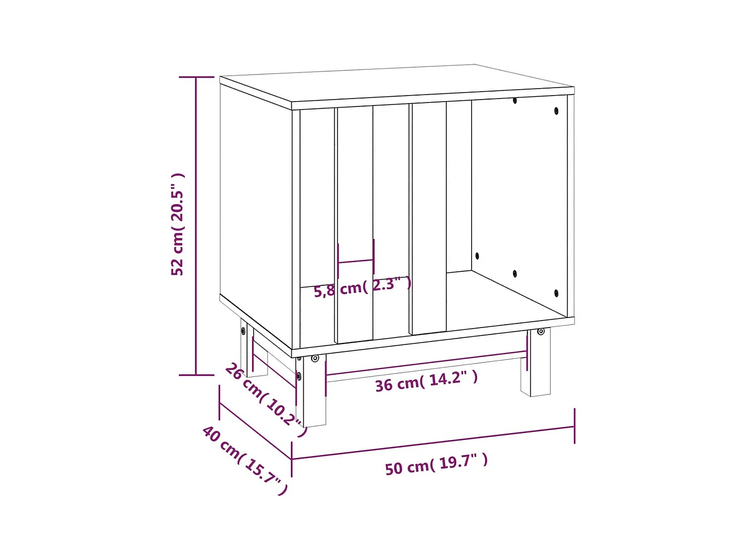 Rivoli  Niche pour cen Marron miel 50x40x52 cm Bois de pin massif