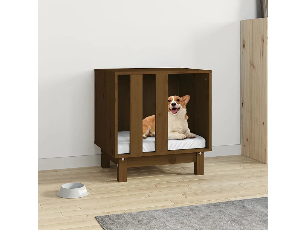 Rivoli  Cama para perros madera maciza pino marrón miel 50x40x52 cm