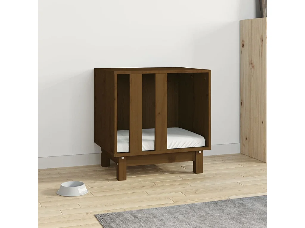 Rivoli  Cama para perros madera maciza pino marrón miel 50x40x52 cm