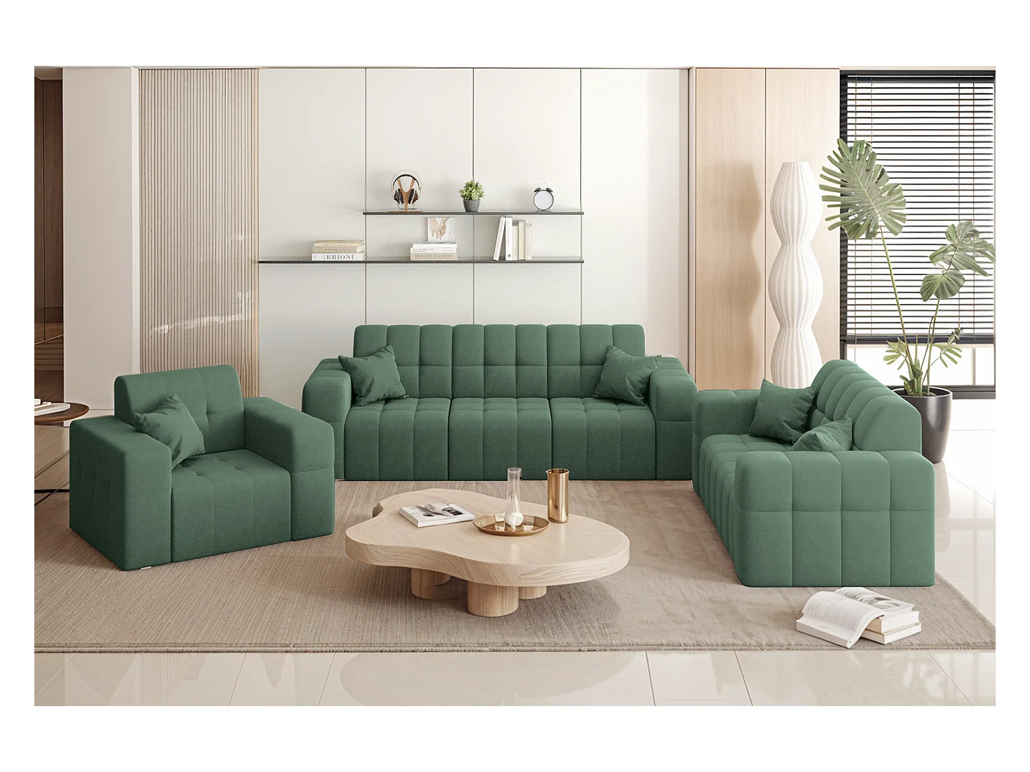 Set 3+2+1 NIMES, Stoff Portland, Grün