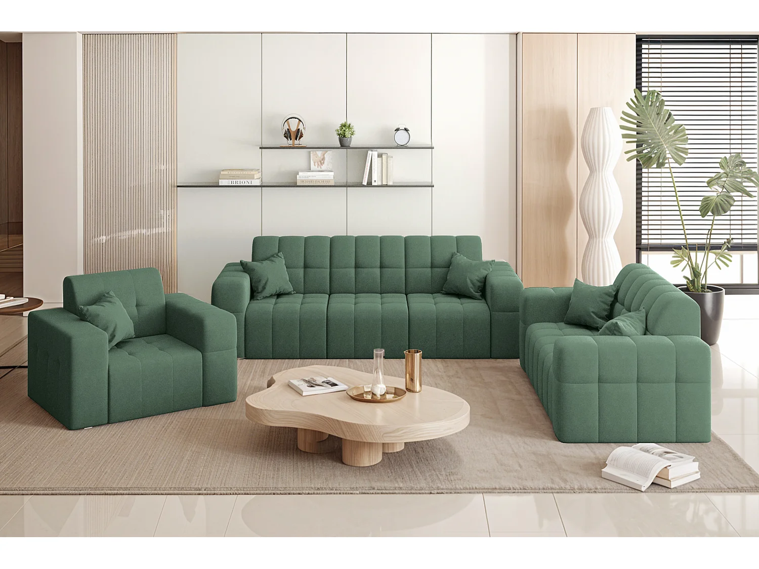 Set 3+2+1 NIMES, stof Portland, groen