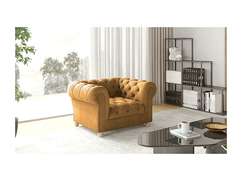 Sessel CHESTERFIELD, Stoff Whisper, Golden
