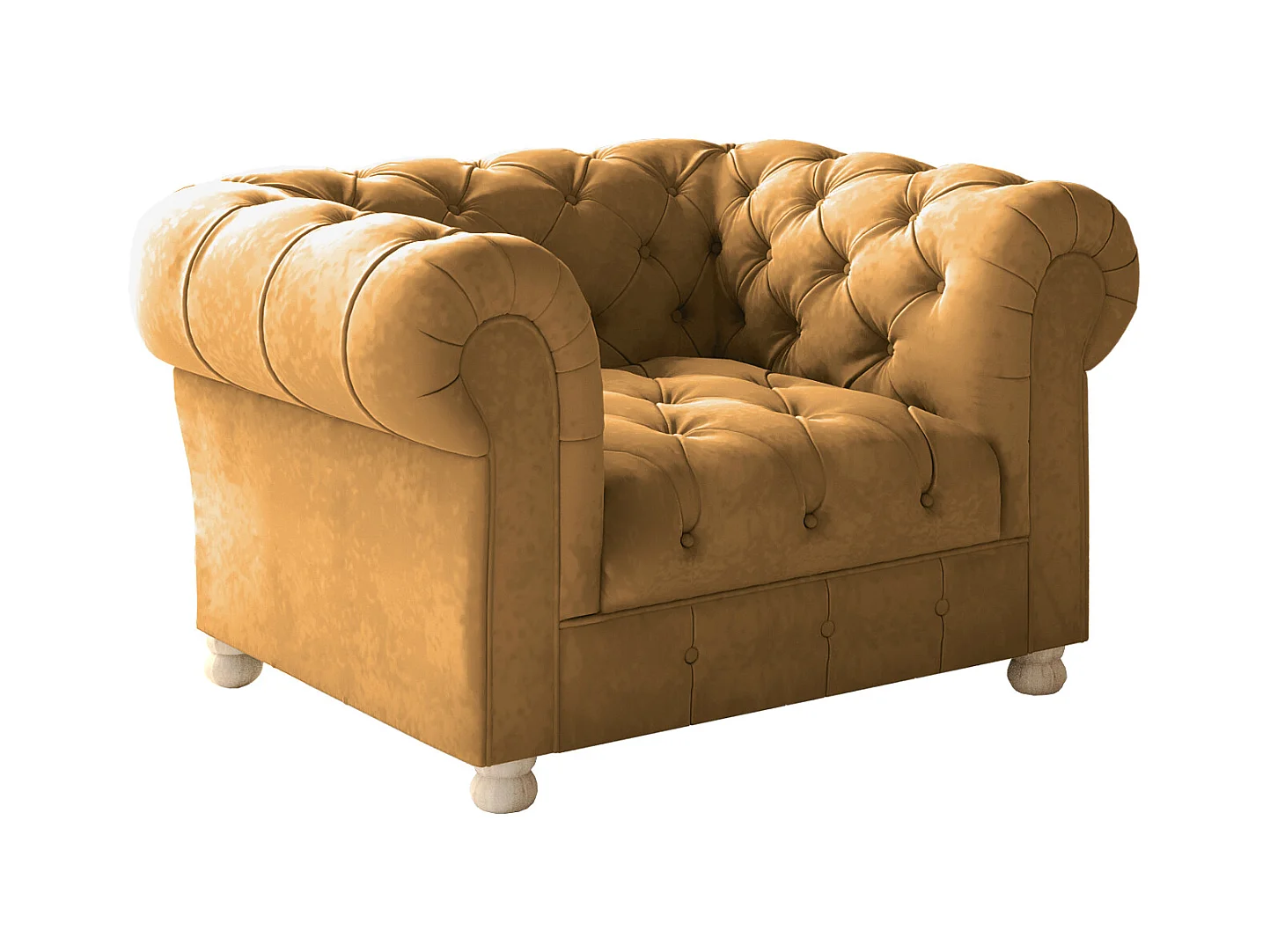 CHESTERFIELD fauteuil, Whisper stof, Goudkleurig