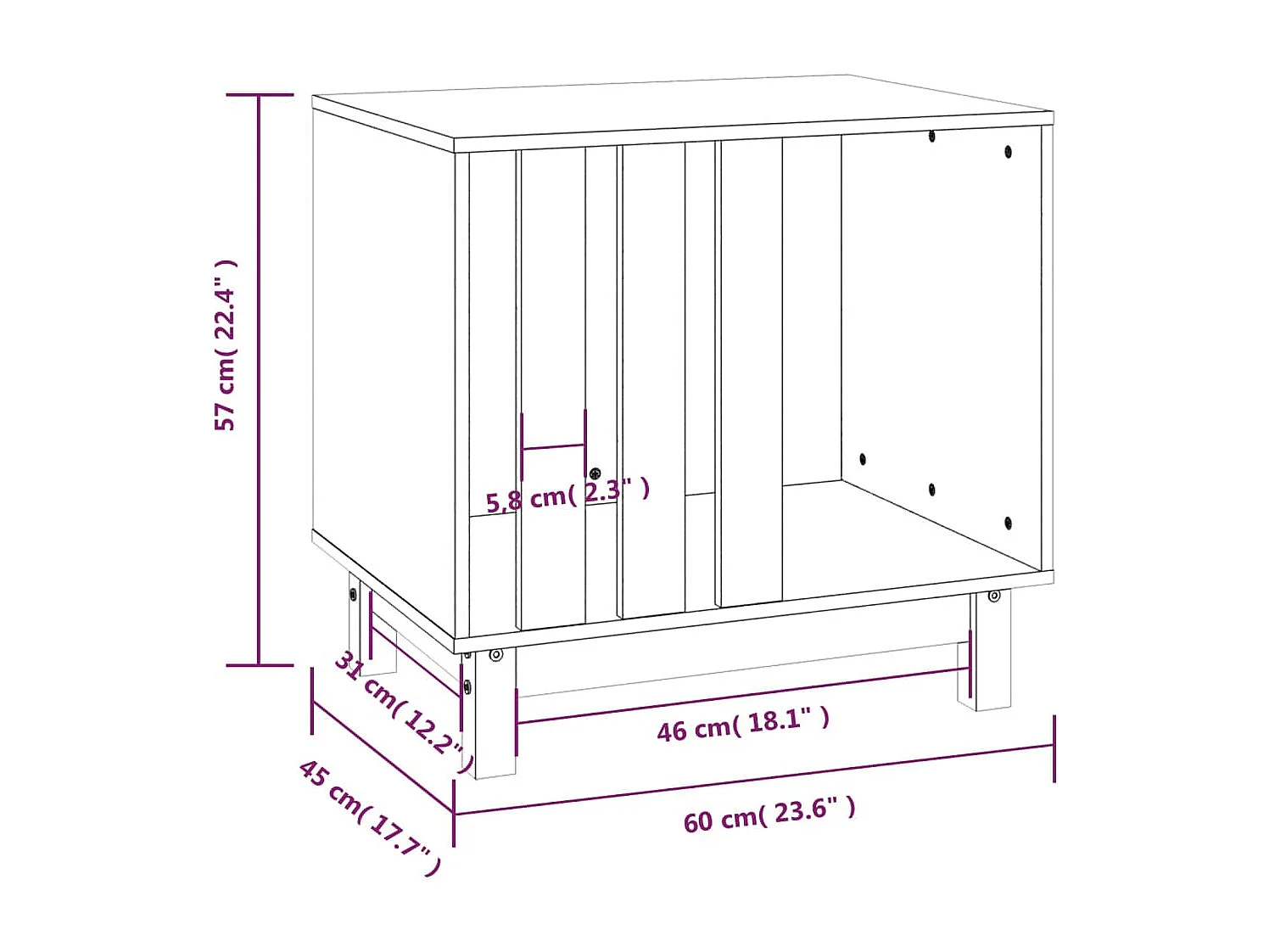 Rivoli  Niche pour cen 60x45x57 cm Bois de pin massif