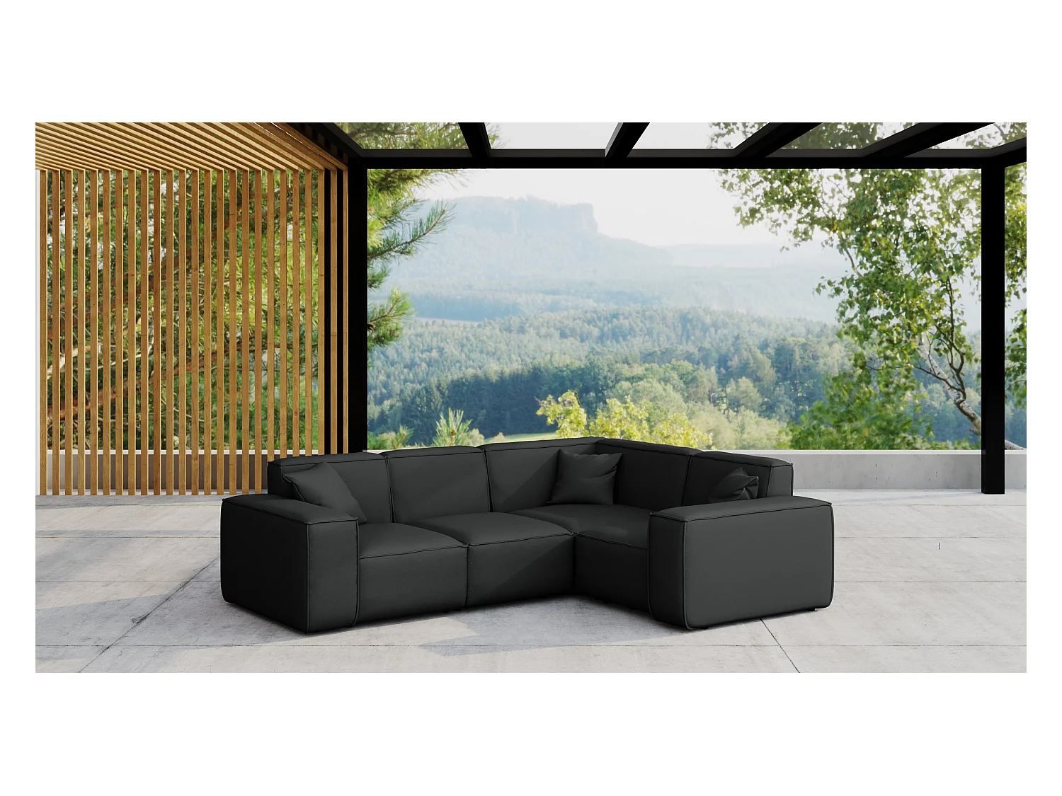 Tuinmeubel hoekbank MALIBU, stof ODYSSEY, zwart, rechts