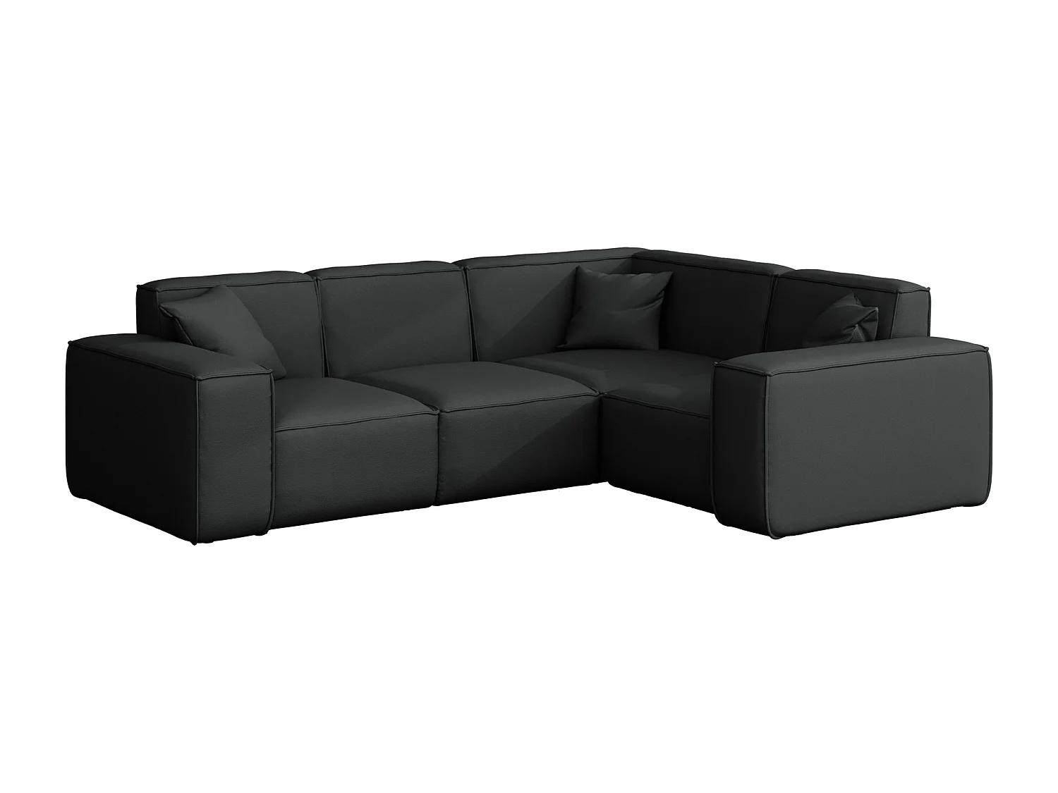 Salon de jardin canapé d'angle MALIBU, tissu ODYSSEY, noir, droit