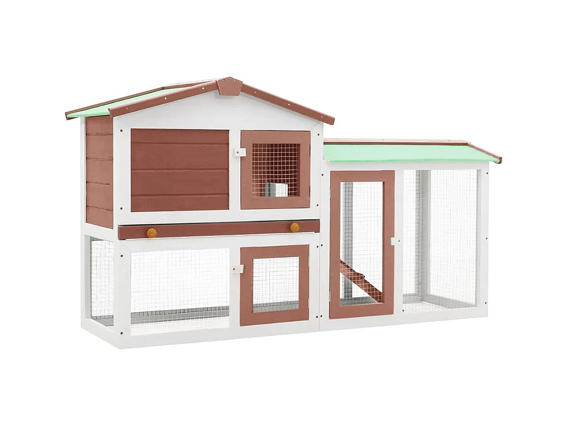 Thrandar  Clapier large d'extérieur Marron et blanc 145x45x84 cm Bois