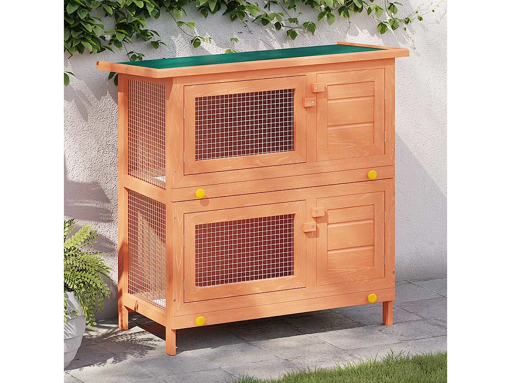 Trinity  Clapier d'extérieur Enclos pour petits animaux 4 portes Bois