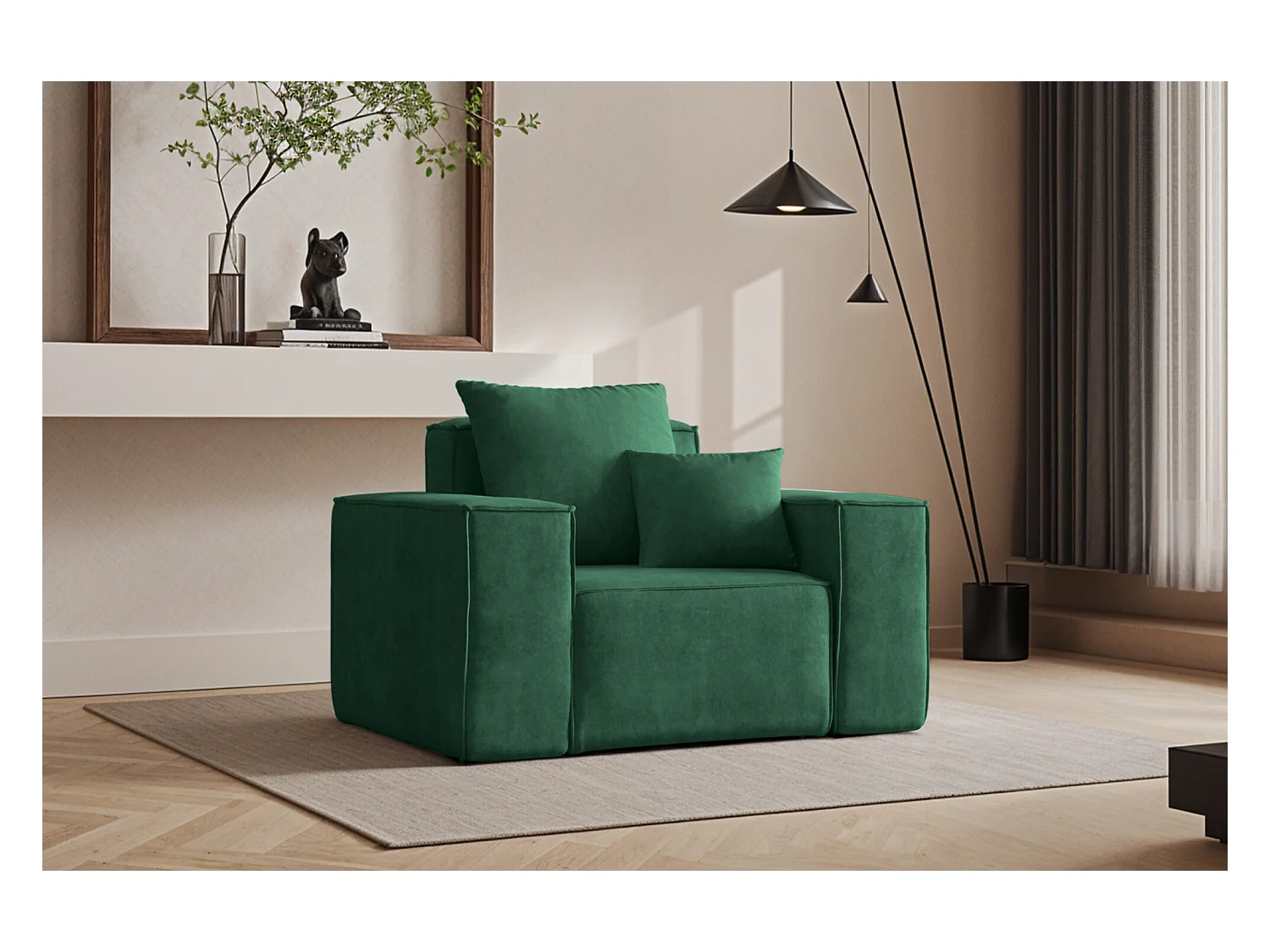 Fauteuil ELLA, tissu Noel, vert