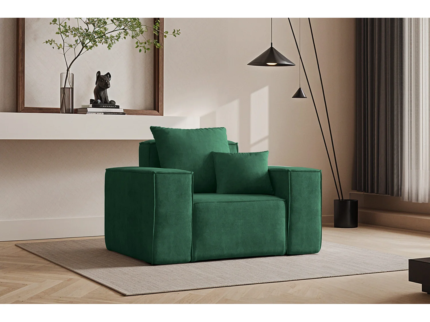 Fauteuil ELLA, tissu Noel, vert