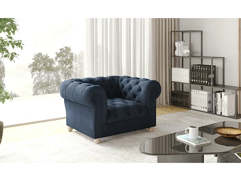 Sessel CHESTERFIELD, Stoff Whisper, Blau