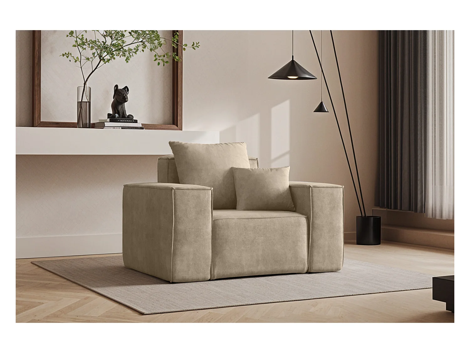 Sessel ELLA, Stoff Noel, Hellbeige