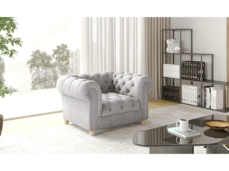 Sessel CHESTERFIELD, Stoff Whisper, Silber